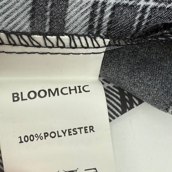 Bloomchic Plaid Tie Neck Lightweight Ruffle Sleeve Pullover Blouse Women Size 10 - Picture 7 of 9